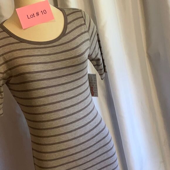 LULAROE JULIA dress in size small 2 tone gray colored stripes - Picture 5 of 12
